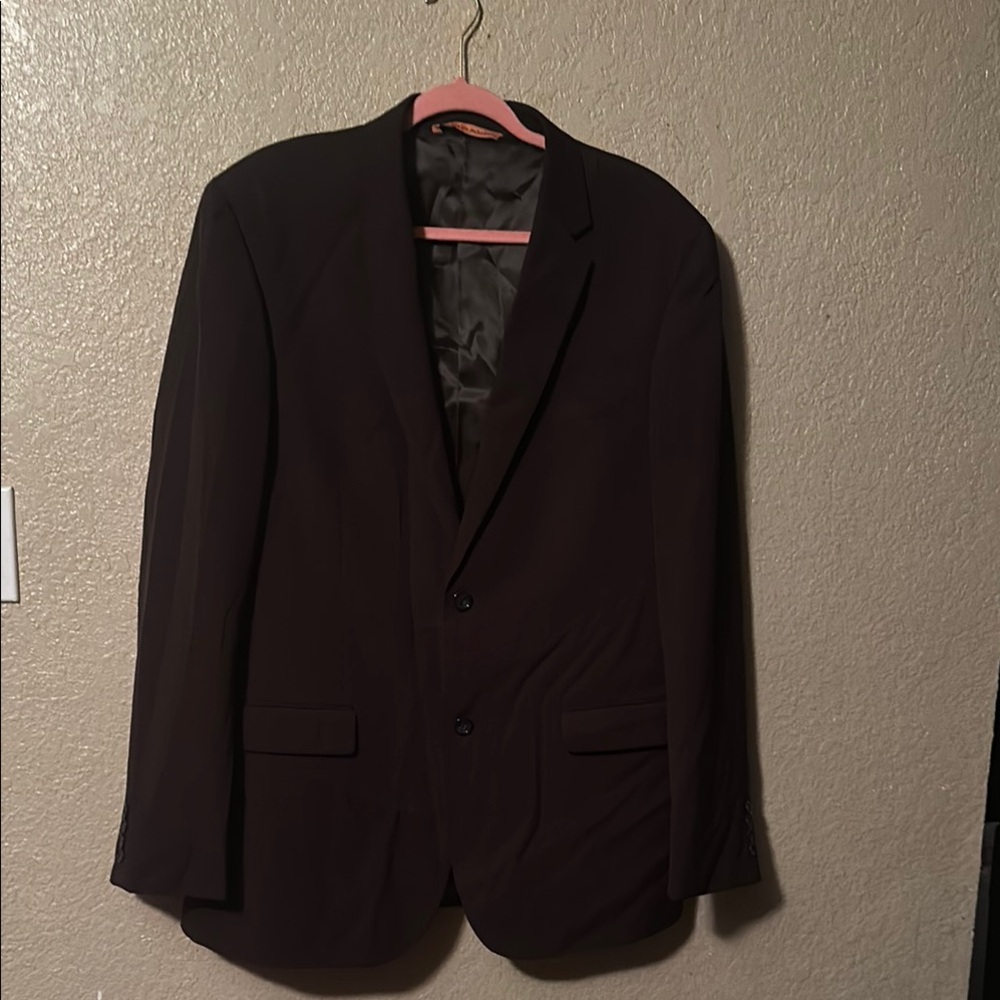 Black Sport Coat with Structured Shoulders and Notched Lapels